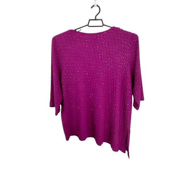 Catherine’s Women's Plus 2X 22/24 Texture Knit Sequin Asymm. Hem Tunic Violet - Picture 11 of 12